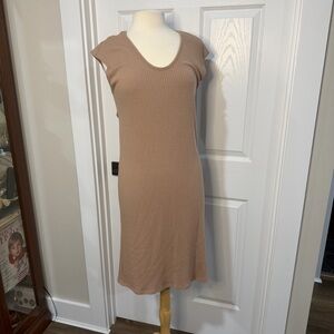Fantastic Fawn Beige Ribbed Midi Dress